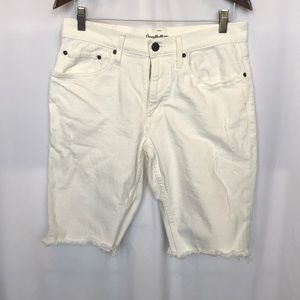 Distresses, Slim Fit White Jean Shorts